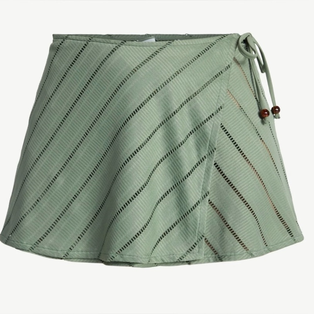 NWT Time and Tru Olive Night Side Tie Swim Cover Up Skirt Size S 4-6